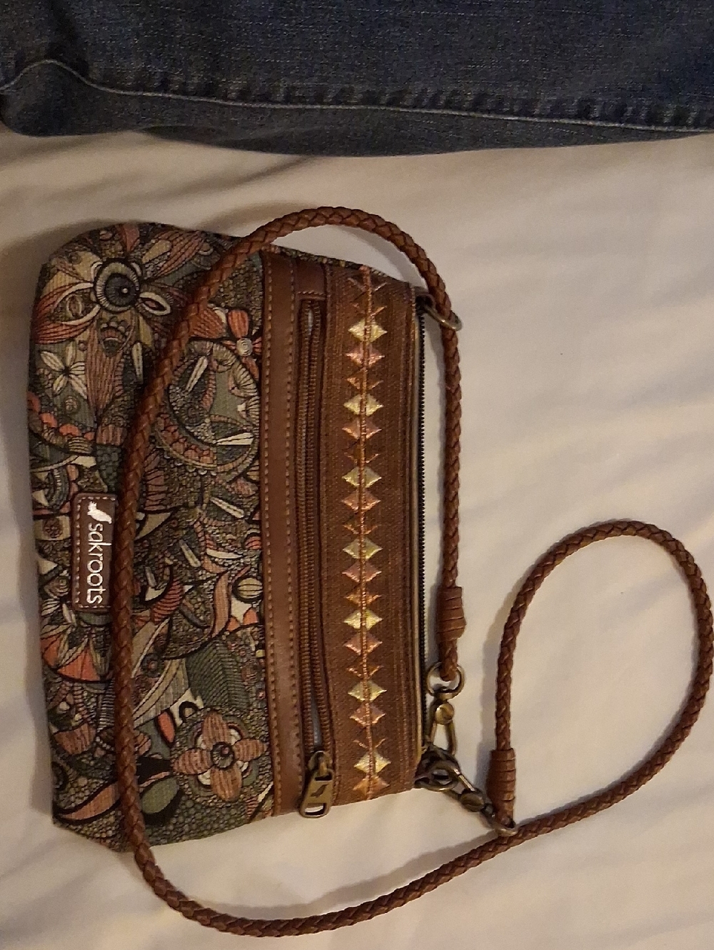 Sakroots Brown Floral Crossbody Bag